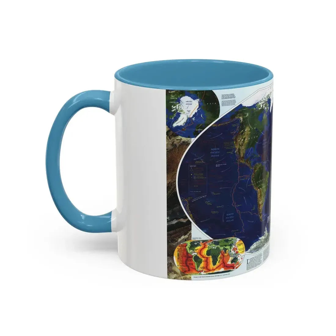 World Map - Physical Earth 1 (1998) (Map) Accent Coffee Mug - Go Mug Yourself