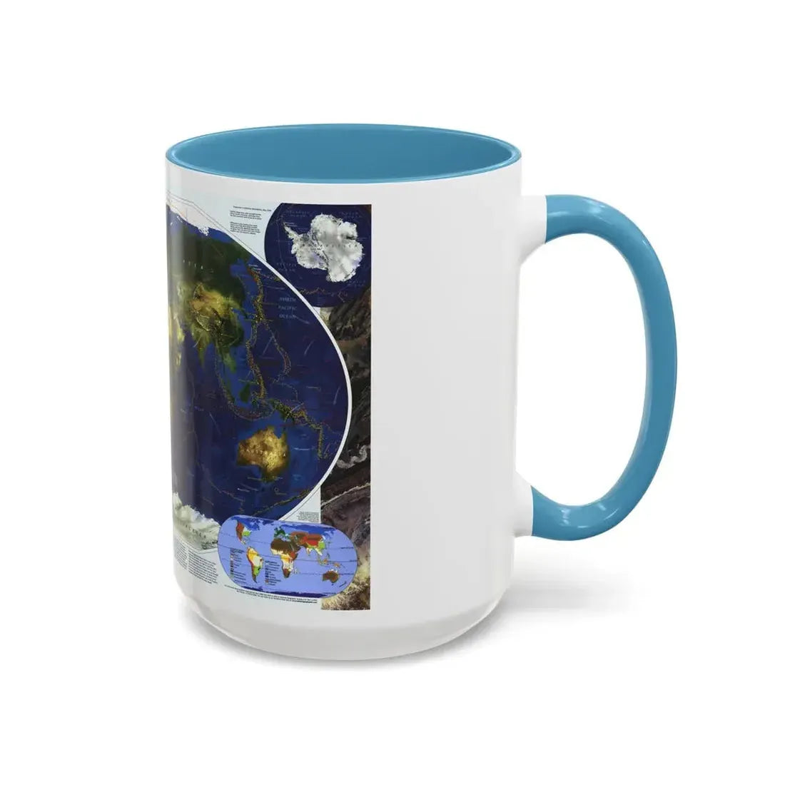 World Map - Physical Earth 1 (1998) (Map) Accent Coffee Mug - Go Mug Yourself