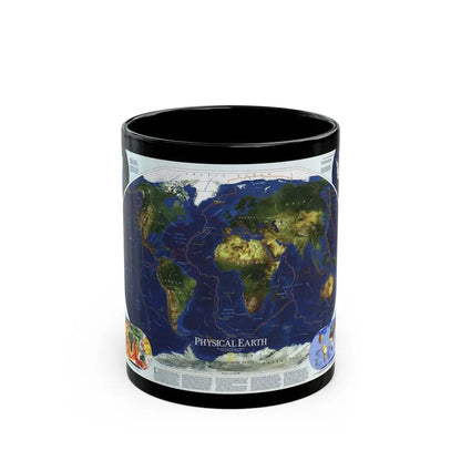 World Map - Physical Earth 1 (1998) (Map) Black Coffee Mug 11oz - Go Mug Yourself