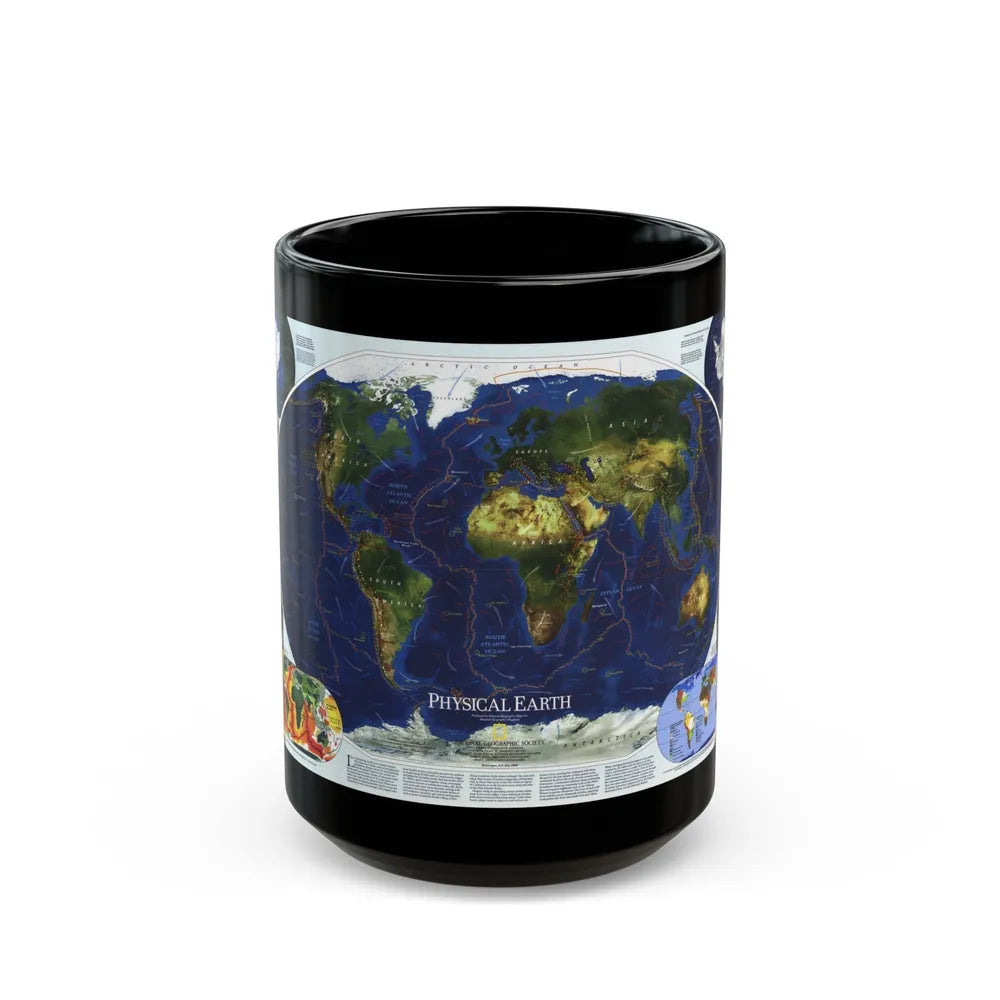 World Map - Physical Earth 1 (1998) (Map) Black Coffee Mug-15oz-Go Mug Yourself