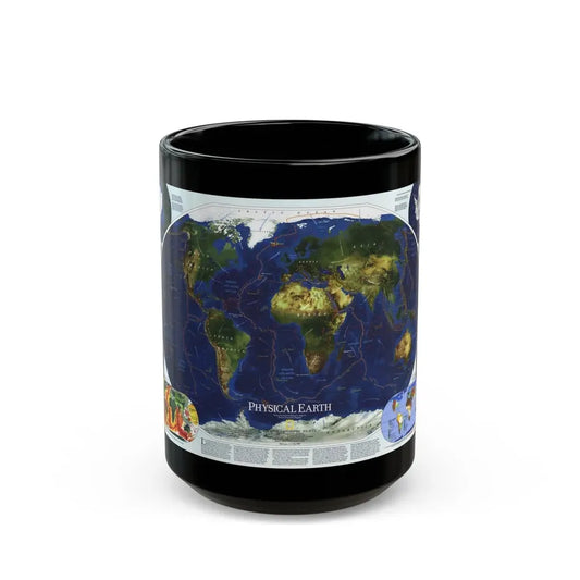 World Map - Physical Earth 1 (1998) (Map) Black Coffee Mug 15oz - Go Mug Yourself