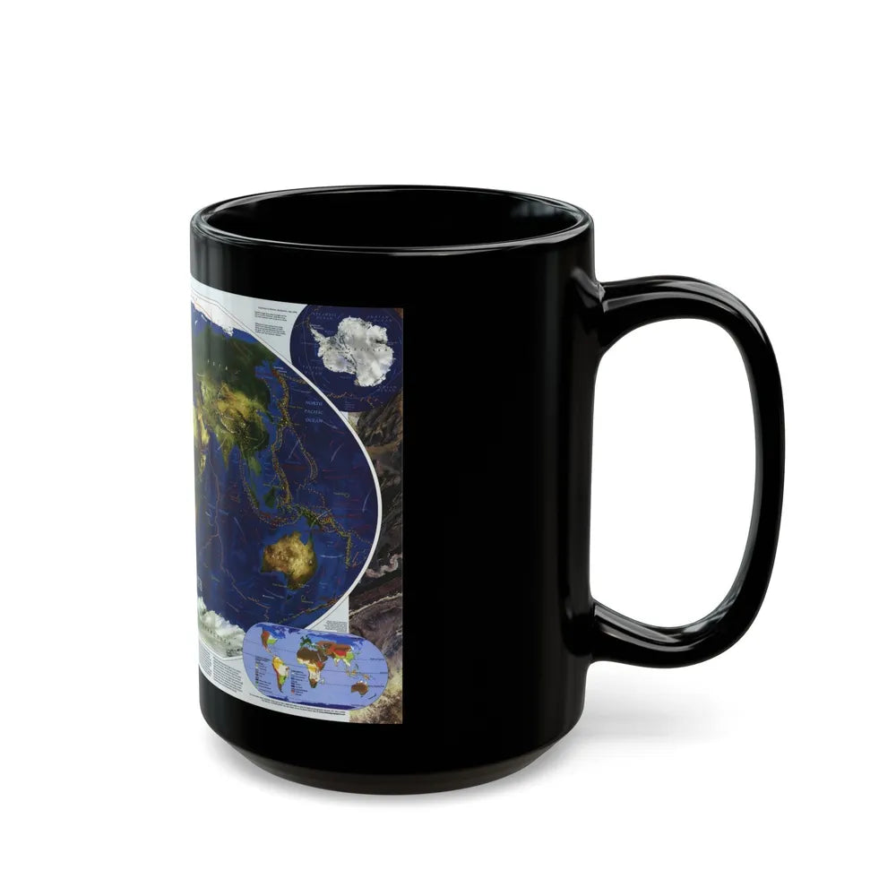 World Map - Physical Earth 1 (1998) (Map) Black Coffee Mug-Go Mug Yourself