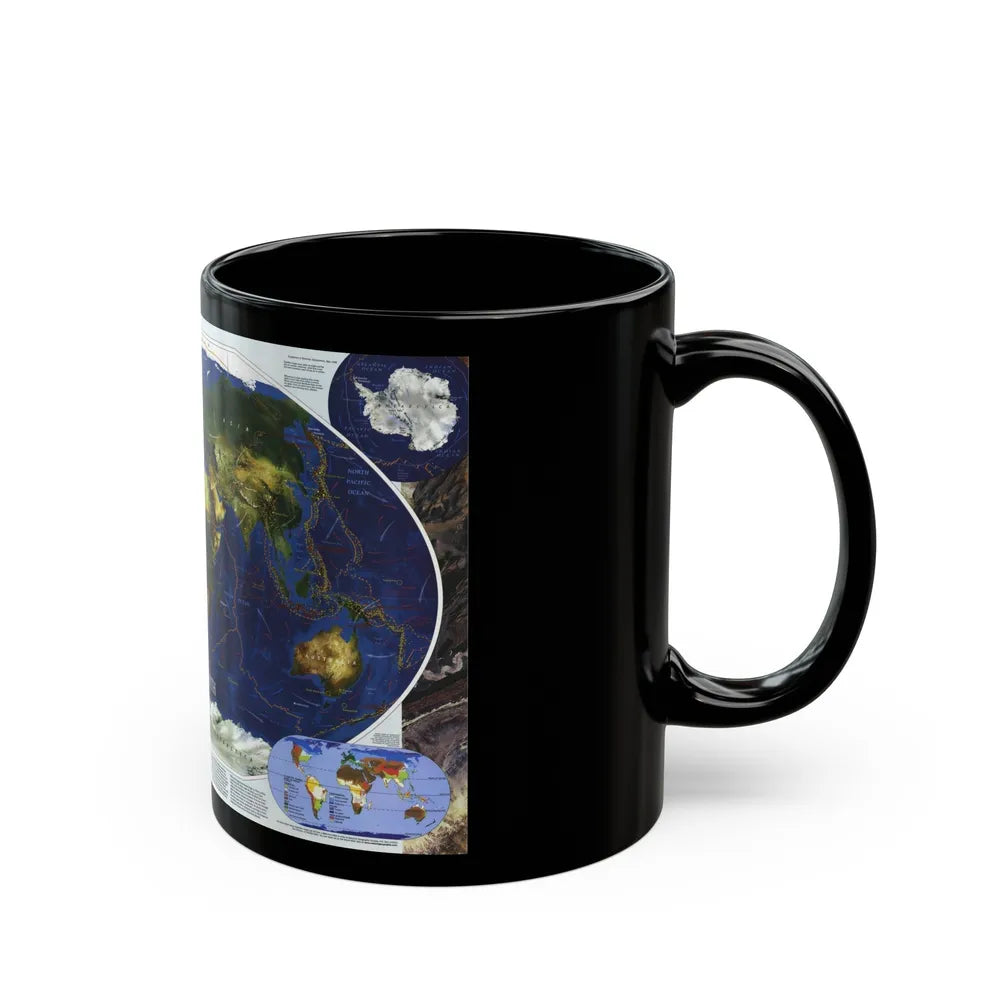 World Map - Physical Earth 1 (1998) (Map) Black Coffee Mug-Go Mug Yourself