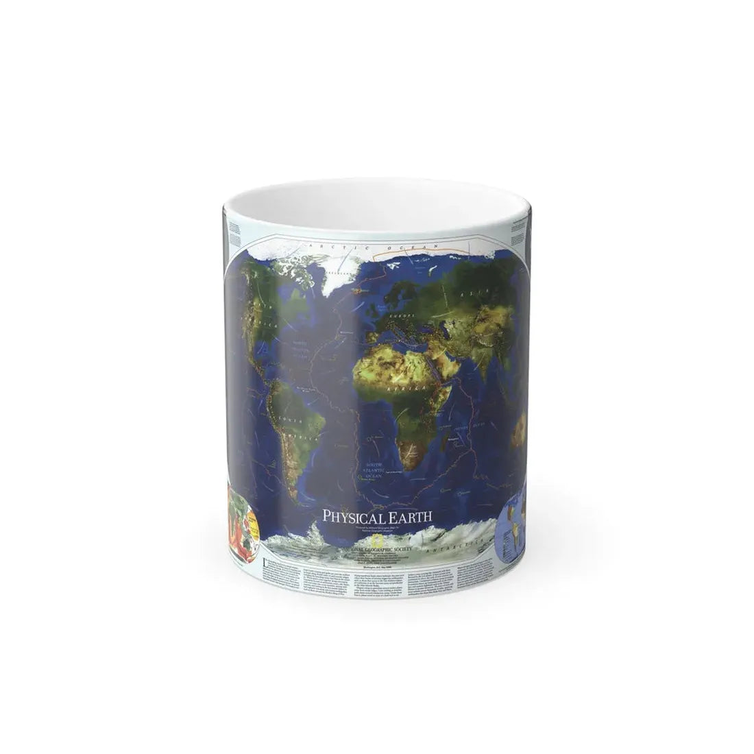 World Map - Physical Earth 1 (1998) (Map) Color Changing Mug 11oz Default Title - Go Mug Yourself