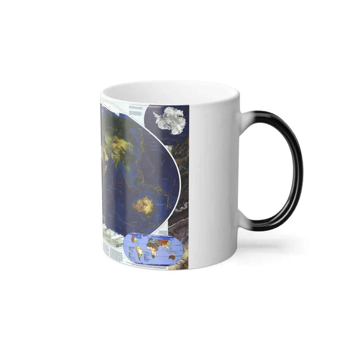World Map - Physical Earth 1 (1998) (Map) Color Changing Mug 11oz - Go Mug Yourself
