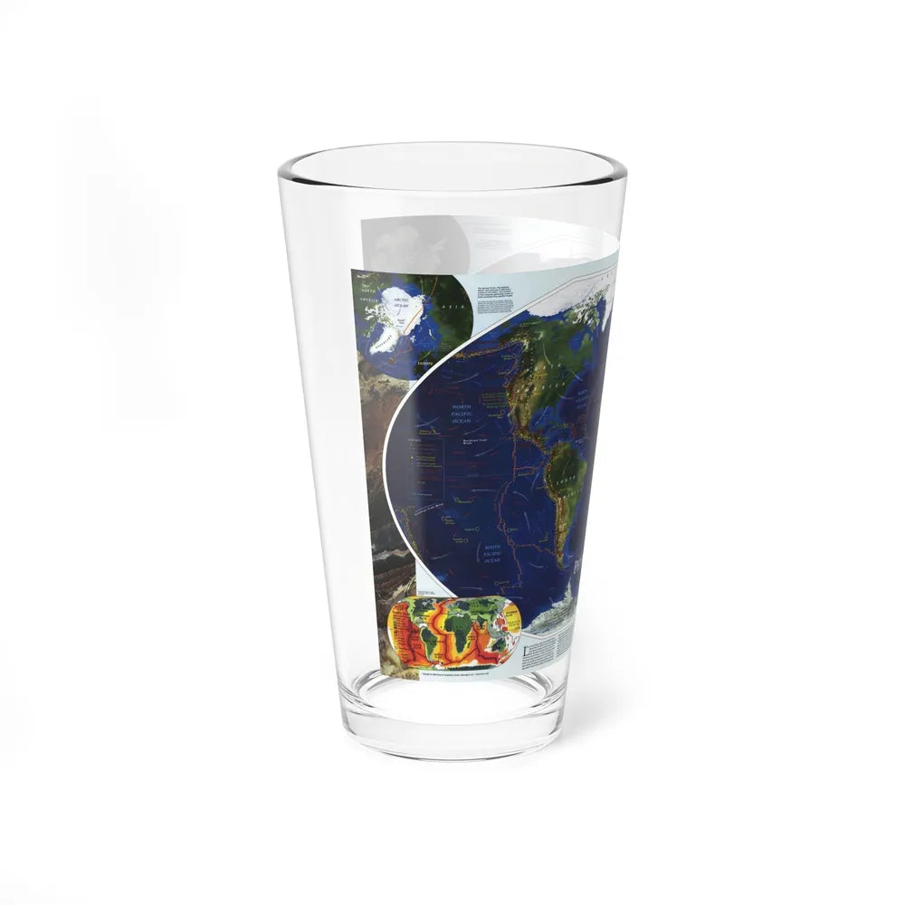 World Map - Physical Earth 1 (1998) (Map) Pint Glass 16oz-Go Mug Yourself