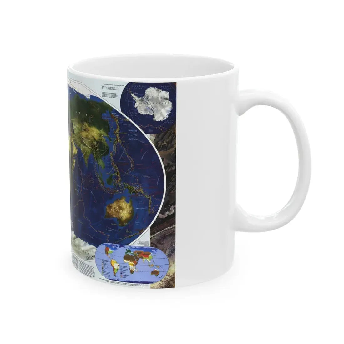World Map - Physical Earth 1 (1998) (Map) White Coffee Mug - Go Mug Yourself