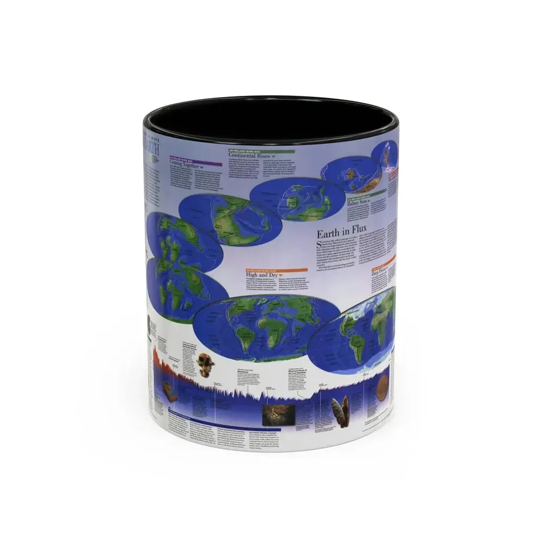 World Map - Physical Earth 2 (1998) (Map) Accent Coffee Mug 11oz Black - Go Mug Yourself