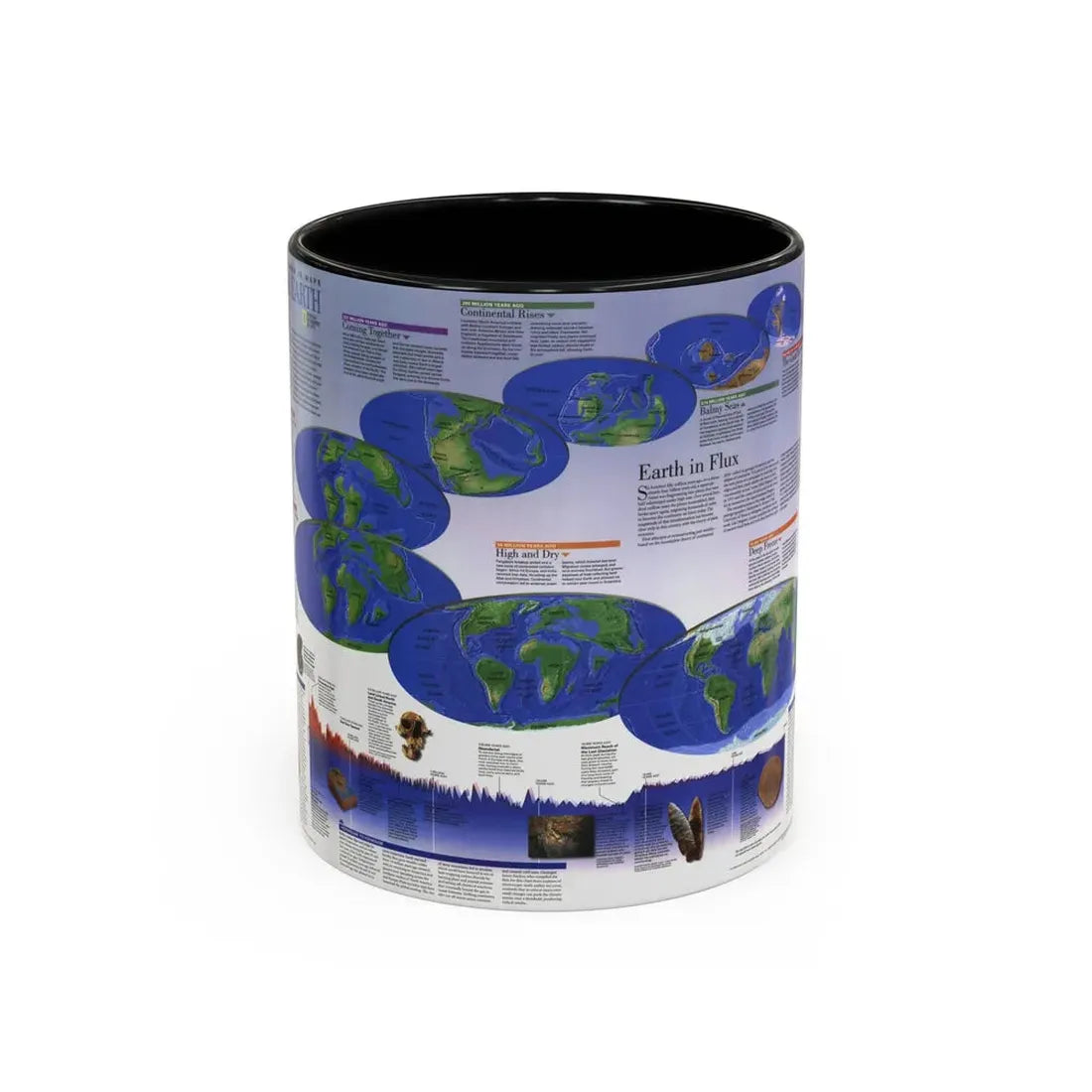 World Map - Physical Earth 2 (1998) (Map) Accent Coffee Mug 11oz Black - Go Mug Yourself
