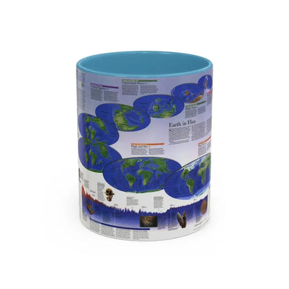 World Map - Physical Earth 2 (1998) (Map) Accent Coffee Mug 11oz Light Blue - Go Mug Yourself