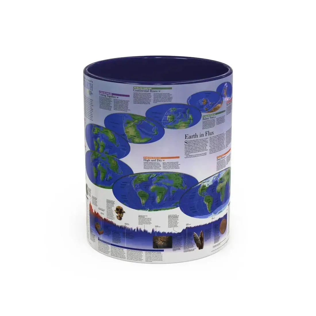 World Map - Physical Earth 2 (1998) (Map) Accent Coffee Mug 11oz Navy - Go Mug Yourself