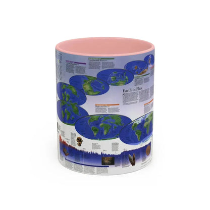 World Map - Physical Earth 2 (1998) (Map) Accent Coffee Mug 11oz Pink - Go Mug Yourself