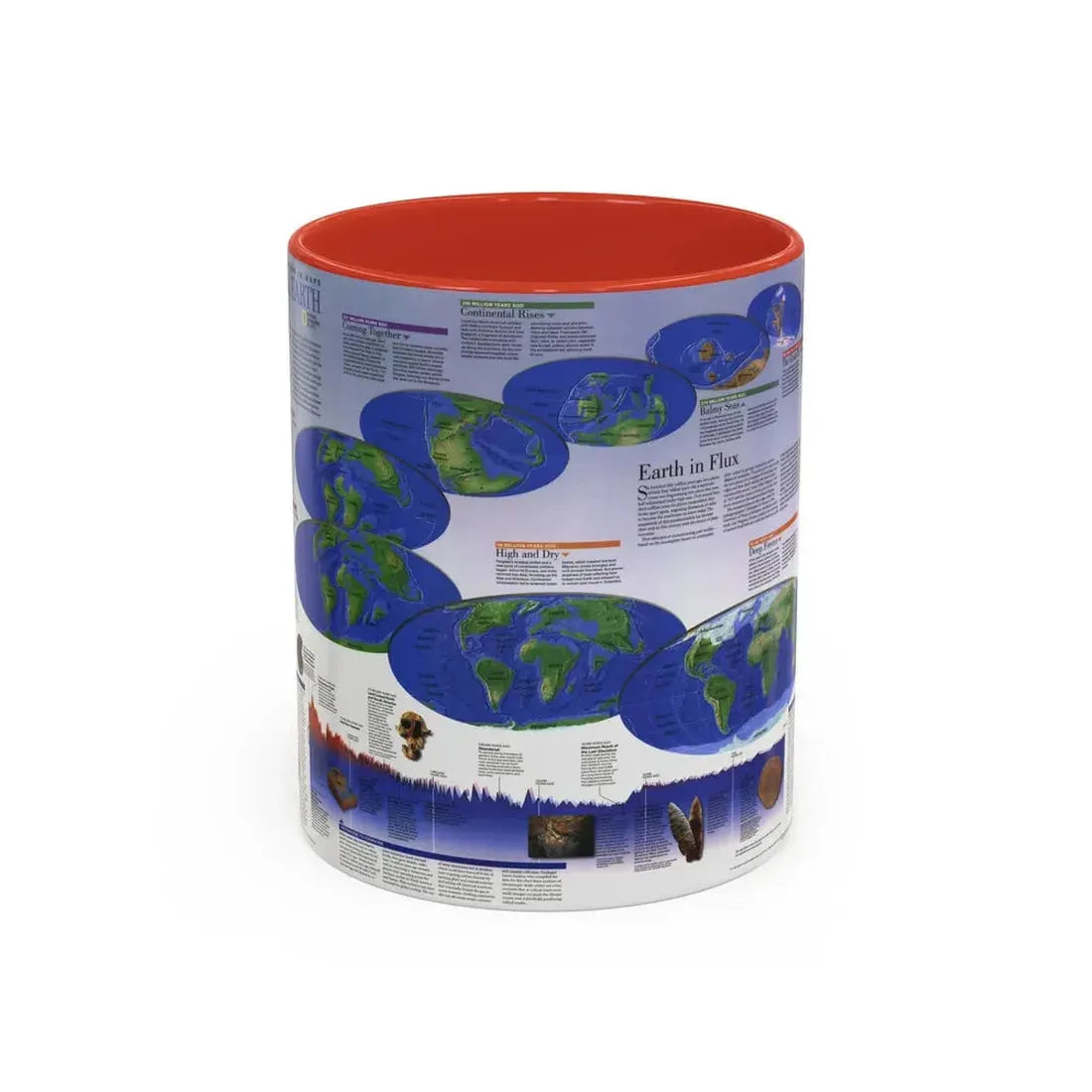 World Map - Physical Earth 2 (1998) (Map) Accent Coffee Mug 11oz Red - Go Mug Yourself