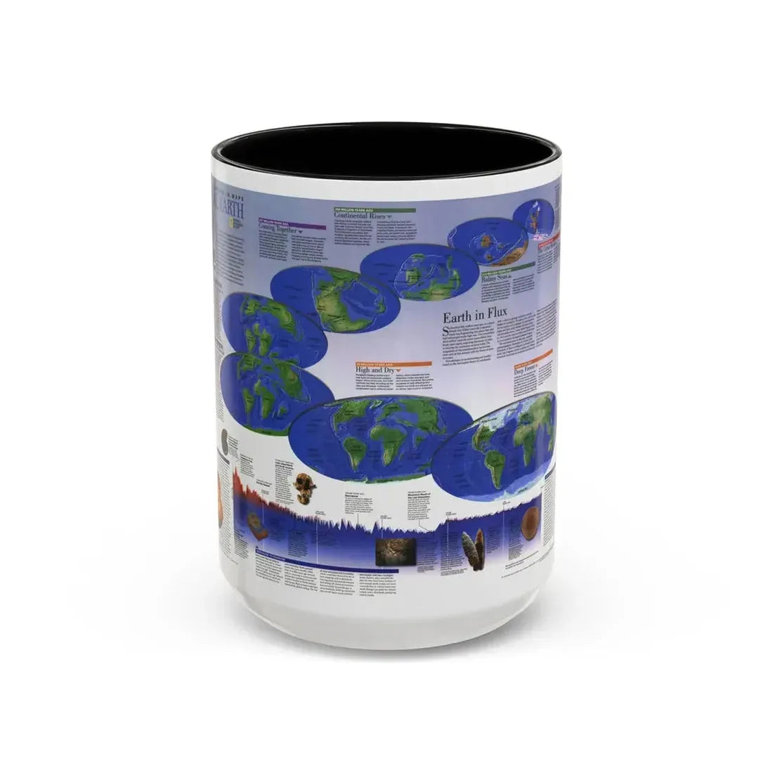 World Map - Physical Earth 2 (1998) (Map) Accent Coffee Mug 15oz Black - Go Mug Yourself