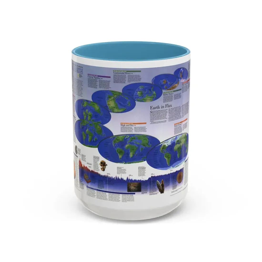 World Map - Physical Earth 2 (1998) (Map) Accent Coffee Mug 15oz Light Blue - Go Mug Yourself