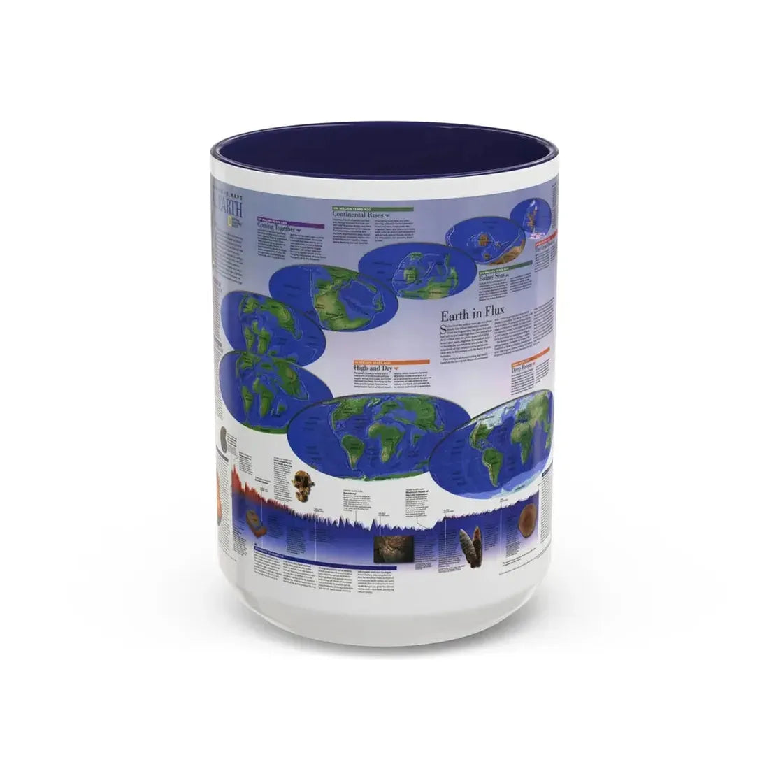 World Map - Physical Earth 2 (1998) (Map) Accent Coffee Mug 15oz Navy - Go Mug Yourself
