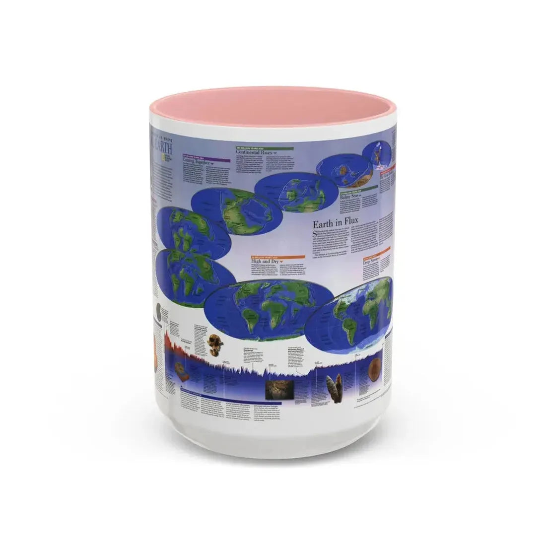 World Map - Physical Earth 2 (1998) (Map) Accent Coffee Mug 15oz Pink - Go Mug Yourself