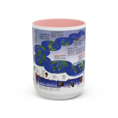 World Map - Physical Earth 2 (1998) (Map) Accent Coffee Mug 15oz Pink - Go Mug Yourself