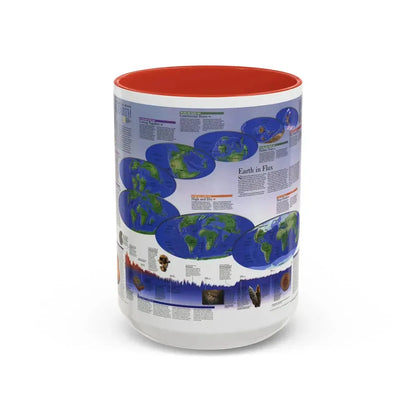 World Map - Physical Earth 2 (1998) (Map) Accent Coffee Mug 15oz Red - Go Mug Yourself