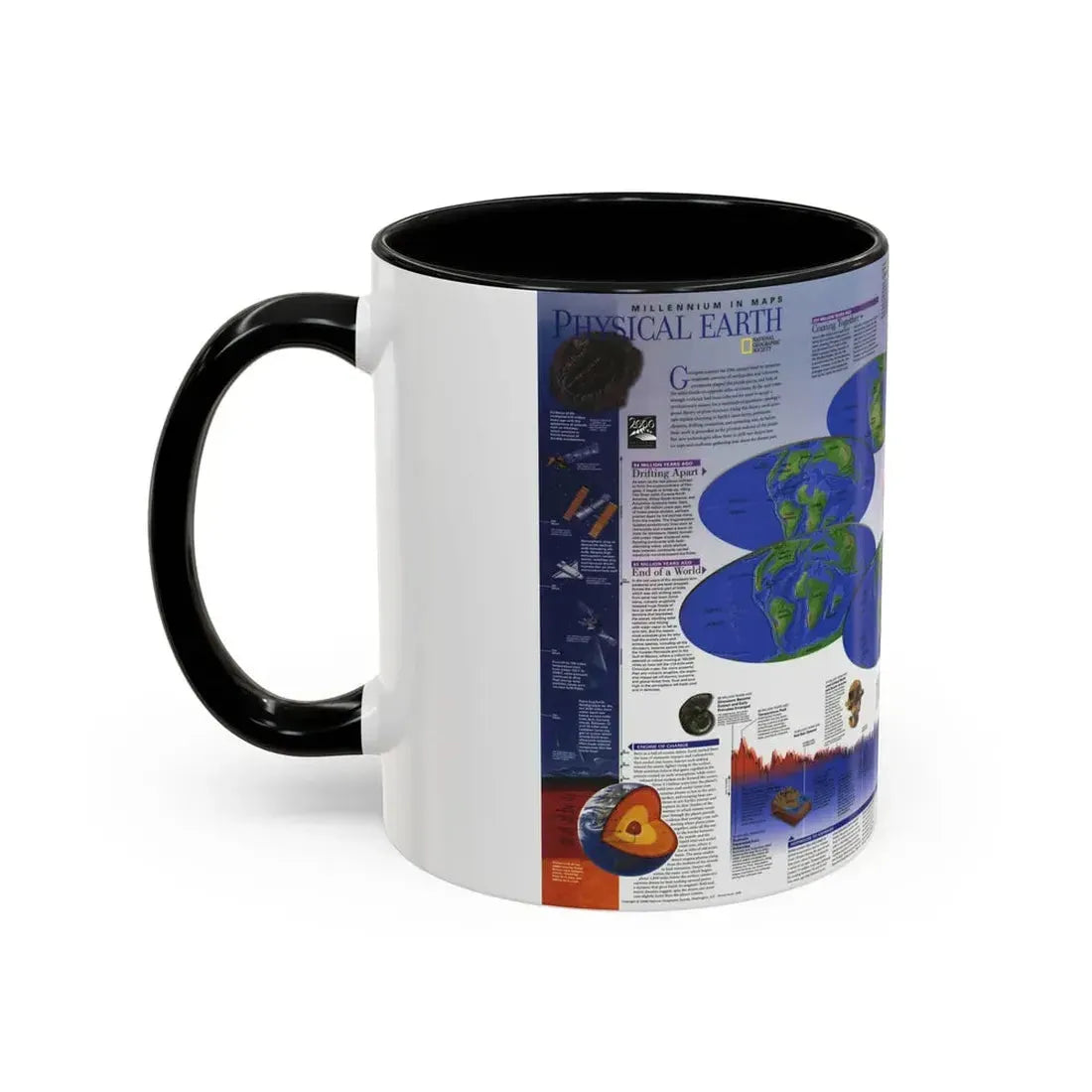 World Map - Physical Earth 2 (1998) (Map) Accent Coffee Mug - Go Mug Yourself