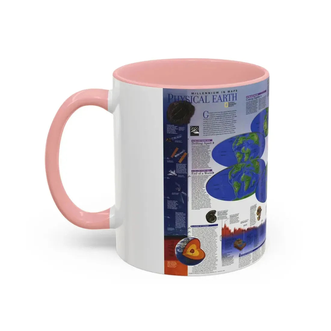 World Map - Physical Earth 2 (1998) (Map) Accent Coffee Mug - Go Mug Yourself