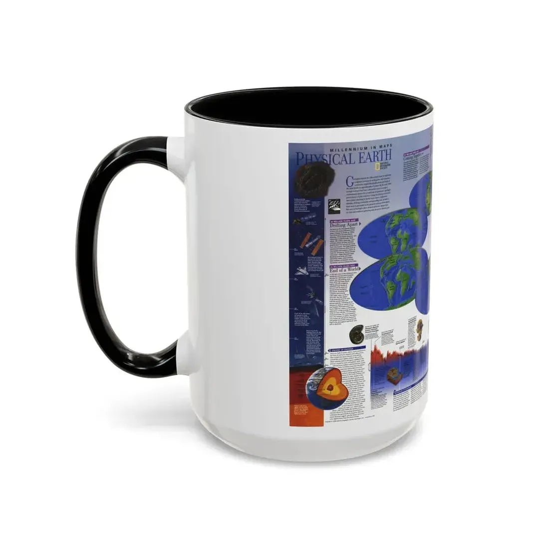 World Map - Physical Earth 2 (1998) (Map) Accent Coffee Mug - Go Mug Yourself