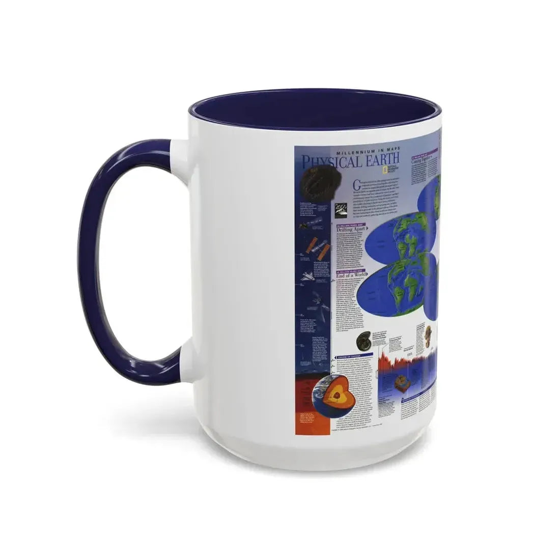 World Map - Physical Earth 2 (1998) (Map) Accent Coffee Mug - Go Mug Yourself