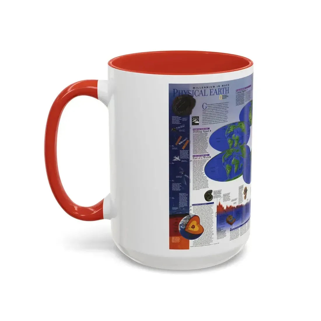 World Map - Physical Earth 2 (1998) (Map) Accent Coffee Mug - Go Mug Yourself