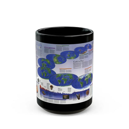 World Map - Physical Earth 2 (1998) (Map) Black Coffee Mug 15oz - Go Mug Yourself