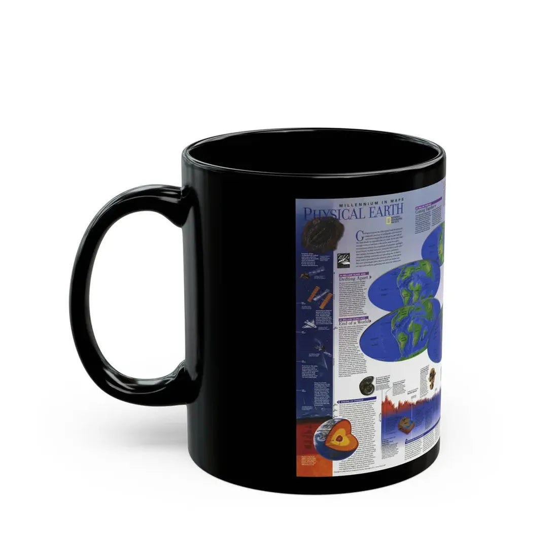 World Map - Physical Earth 2 (1998) (Map) Black Coffee Mug - Go Mug Yourself