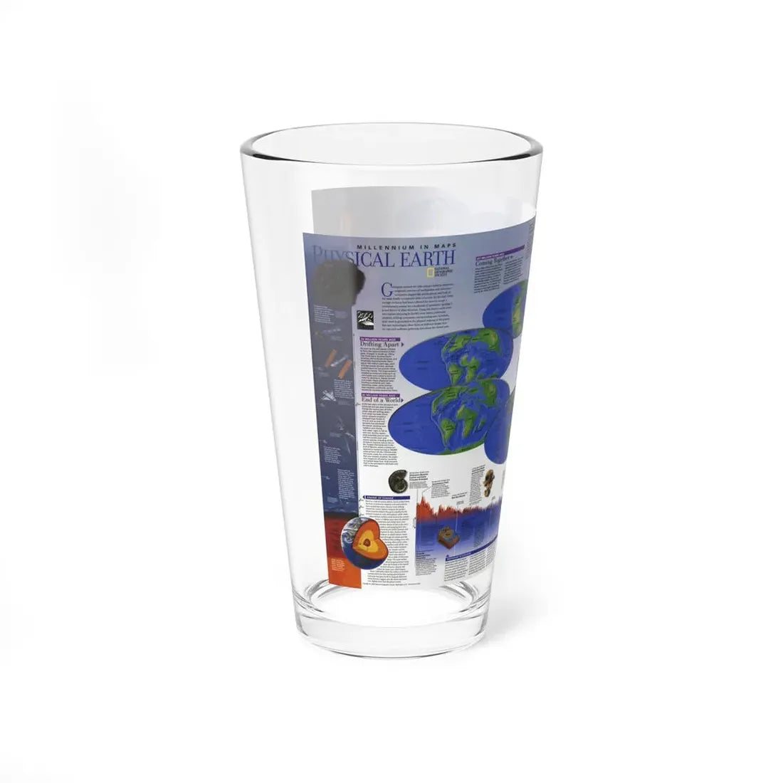 World Map - Physical Earth 2 (1998) (Map) Pint Glass 16oz - Go Mug Yourself