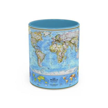 World Map - Political (1994) (Map) Accent Coffee Mug 11oz Light Blue - Go Mug Yourself