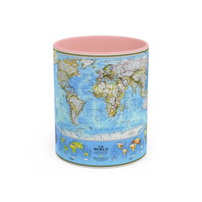 World Map - Political (1994) (Map) Accent Coffee Mug 11oz Pink - Go Mug Yourself