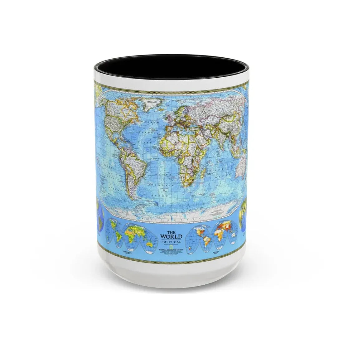 World Map - Political (1994) (Map) Accent Coffee Mug 15oz Black - Go Mug Yourself