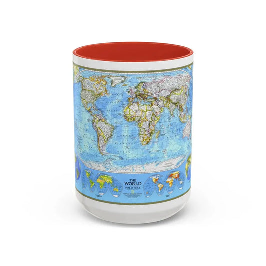 World Map - Political (1994) (Map) Accent Coffee Mug 15oz Red - Go Mug Yourself