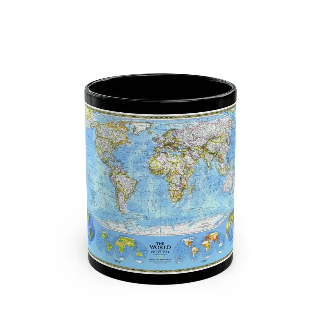 World Map - Political (1994) (Map) Black Coffee Mug 11oz - Go Mug Yourself