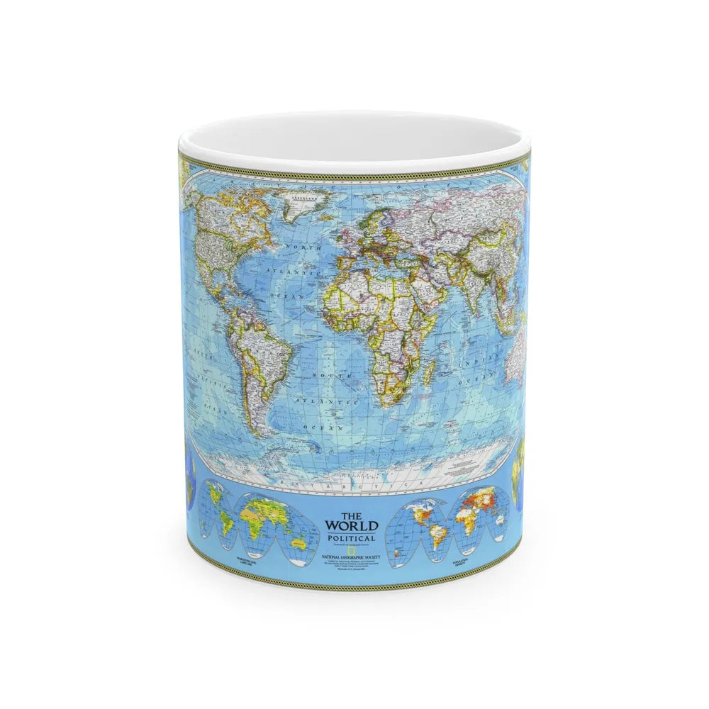 World Map - Political (1994) (Map) White Coffee Mug-11oz-Go Mug Yourself