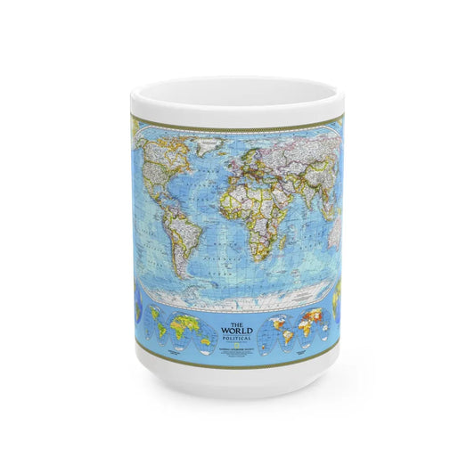 World Map - Political (1994) (Map) White Coffee Mug-15oz-Go Mug Yourself