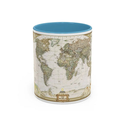 World Map - Political Antique (2007) (Map) Accent Coffee Mug 11oz Light Blue - Go Mug Yourself