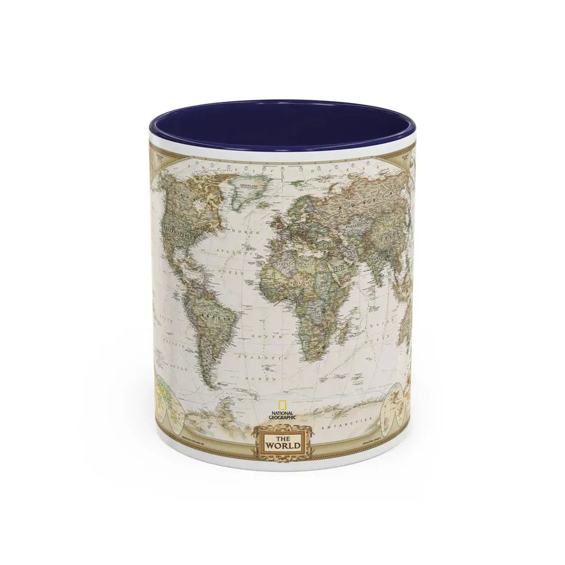 World Map - Political Antique (2007) (Map) Accent Coffee Mug 11oz Navy - Go Mug Yourself
