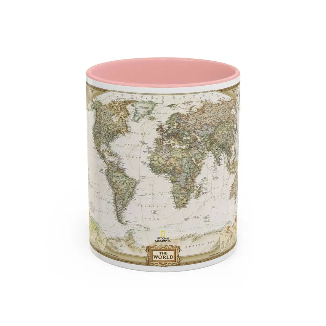 World Map - Political Antique (2007) (Map) Accent Coffee Mug 11oz Pink - Go Mug Yourself