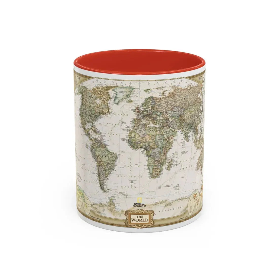 World Map - Political Antique (2007) (Map) Accent Coffee Mug 11oz Red - Go Mug Yourself