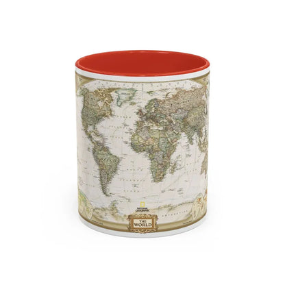 World Map - Political Antique (2007) (Map) Accent Coffee Mug 11oz Red - Go Mug Yourself