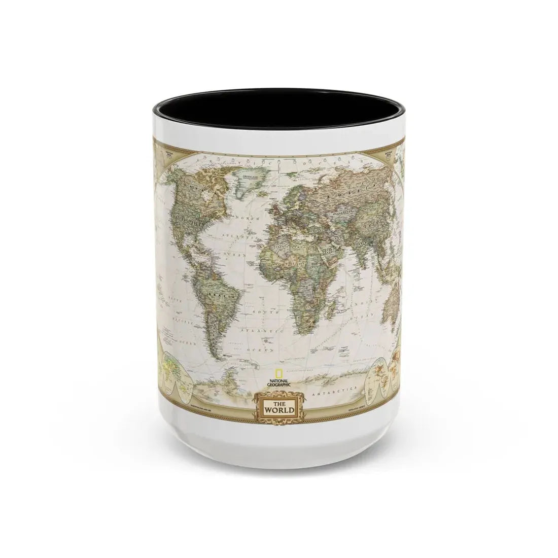 World Map - Political Antique (2007) (Map) Accent Coffee Mug 15oz Black - Go Mug Yourself