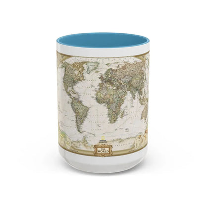 World Map - Political Antique (2007) (Map) Accent Coffee Mug 15oz Light Blue - Go Mug Yourself