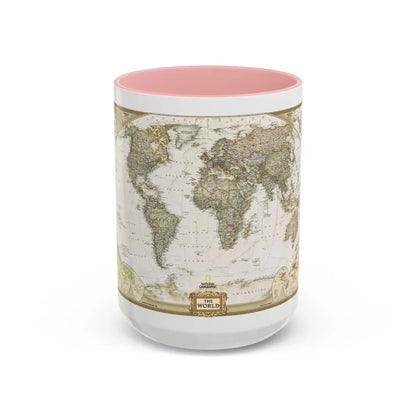World Map - Political Antique (2007) (Map) Accent Coffee Mug 15oz Pink - Go Mug Yourself