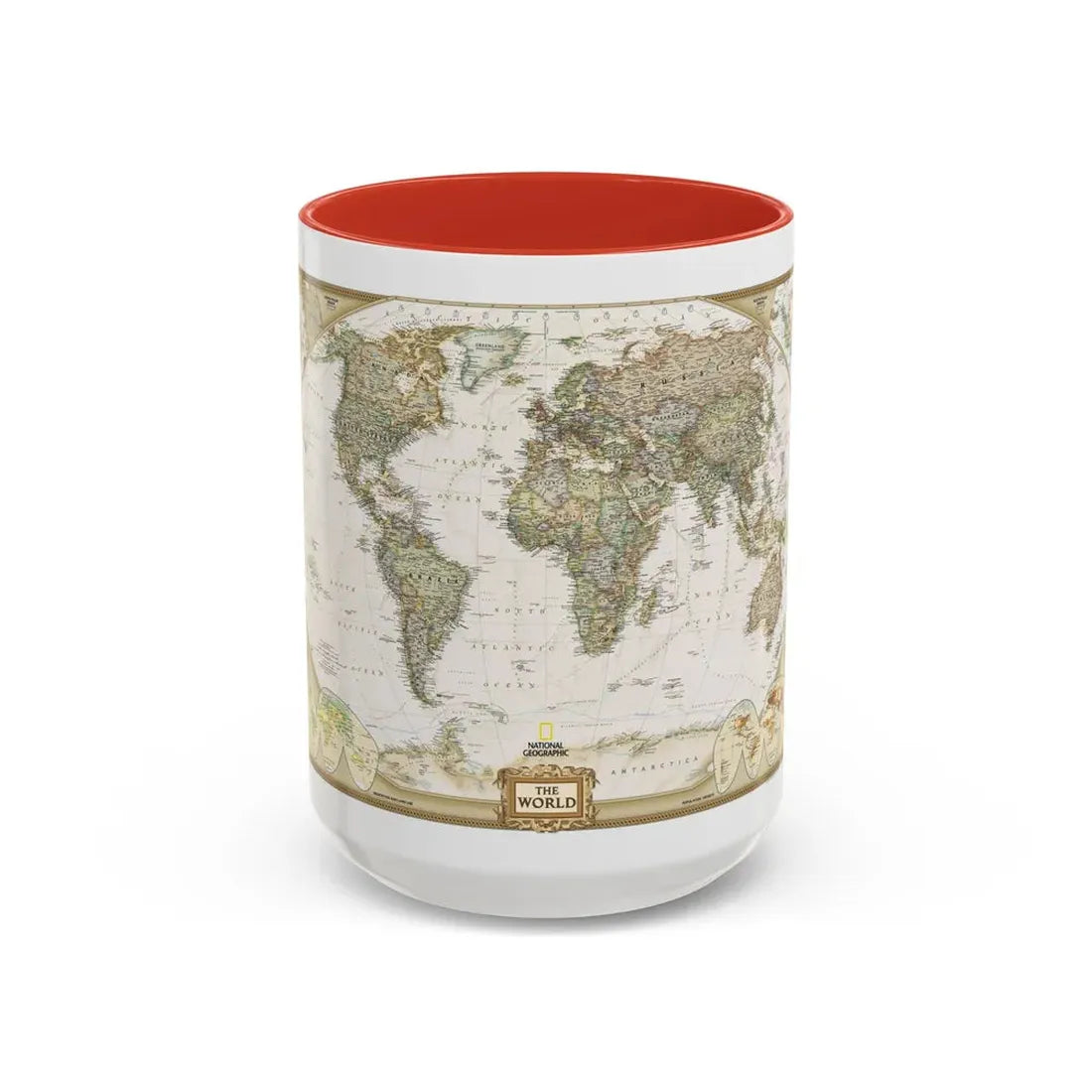 World Map - Political Antique (2007) (Map) Accent Coffee Mug 15oz Red - Go Mug Yourself