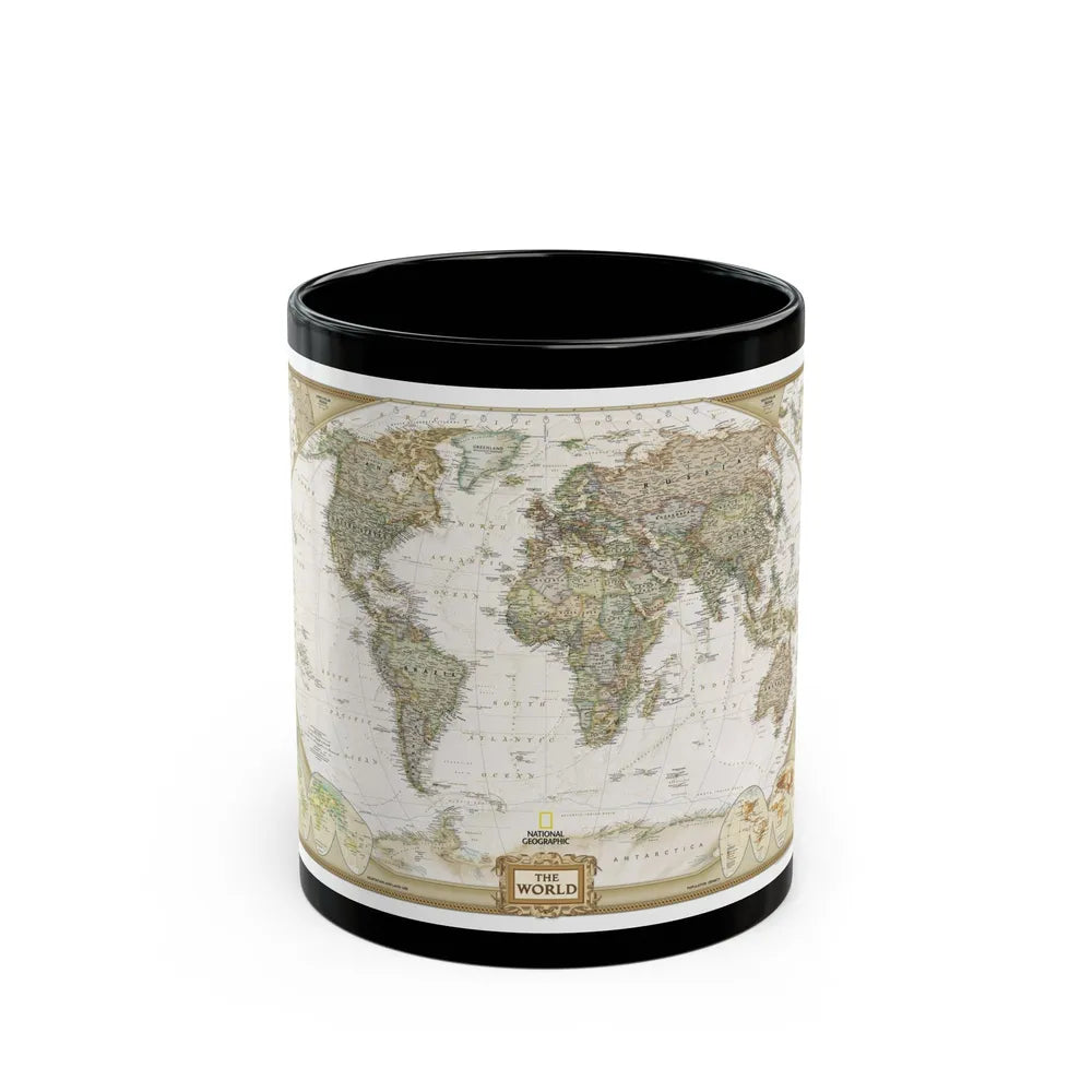 World Map - Political Antique (2007) (Map) Black Coffee Mug-11oz-Go Mug Yourself