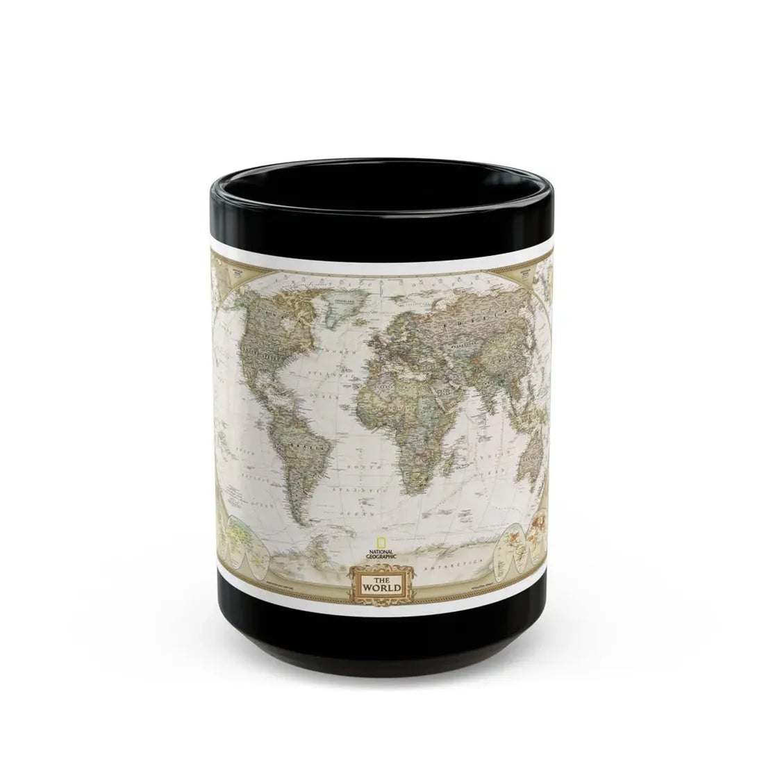 World Map - Political Antique (2007) (Map) Black Coffee Mug 15oz - Go Mug Yourself