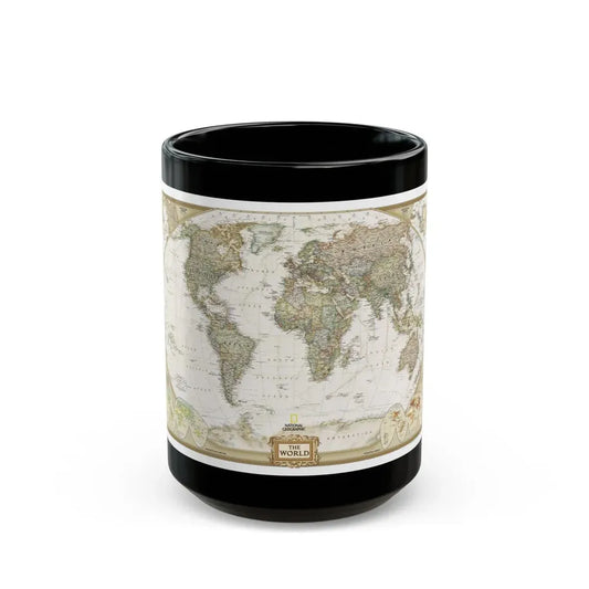 World Map - Political Antique (2007) (Map) Black Coffee Mug 15oz - Go Mug Yourself